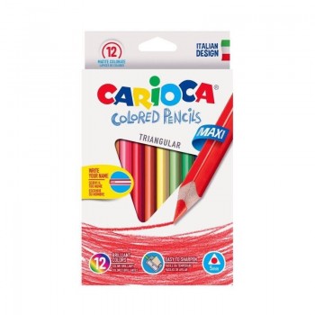 LÁPICES TRIANGULARES MAXI 12 COLORES CARIOCA