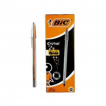 BOLÍGRAFO CRISTAL SHINE PLATA NEGRO BIC