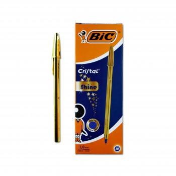 BOLÍGRAFO CRISTAL SHINE ORO AZUL BIC