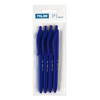 BLÍSTER 4 BOLÍGRAFOS P1 TOUCH AZUL MILAN 176510804