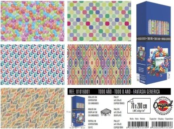ROLLO PAPEL REGALO TODO EL AÑO 70X200CM BASIKA