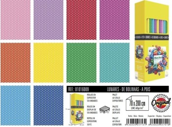 ROLLO PAPEL REGALO LUNARES 70X200CM BASIKA