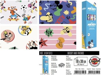 ROLLO PAPEL REGALO MICKEY AND FRIENDS 100X300CM BASIKA