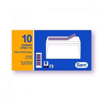 PACK 10UNDS. SOBRE 115X225 AMERICANO SAM 90GR. 115