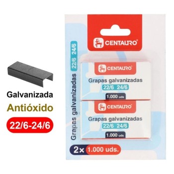 BLISTER GRAPAS GALVANIZADAS 24/6 2000UNDS. CENTAURO 0901