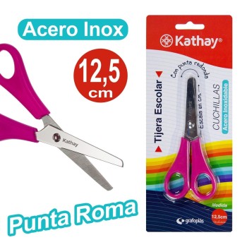 BLISTER TIJERA ESCOLAR PUNTA/REDONDA 12.5CM KATHAY 1599