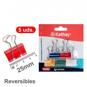 BLISTER 5 PINZAS ABATIBLES COLORES 25MM KATHAY 1299