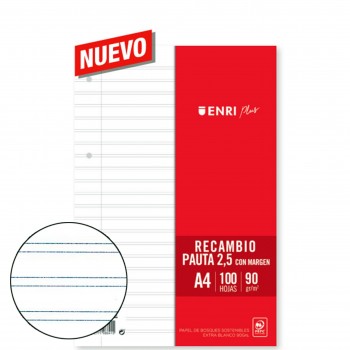 RECAMBIO A4 PAUTA 100H 90GR ENRI PLUS 543