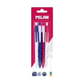 BLISTER 4 BOLIGRAFOS P1 TINTA AZUL MILAN NATA624 BWM10529