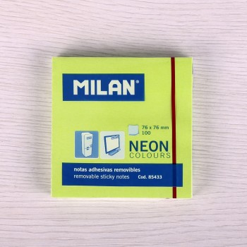 NOTAS ADHESIVAS 75X75 VERDE FLUO. MILAN