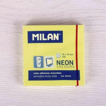 NOTAS ADHESIVAS 75X75 AMARILLO FLUO. MILAN