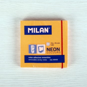 NOTAS ADHESIVAS 75X75 NARANJA FLUO. MILAN