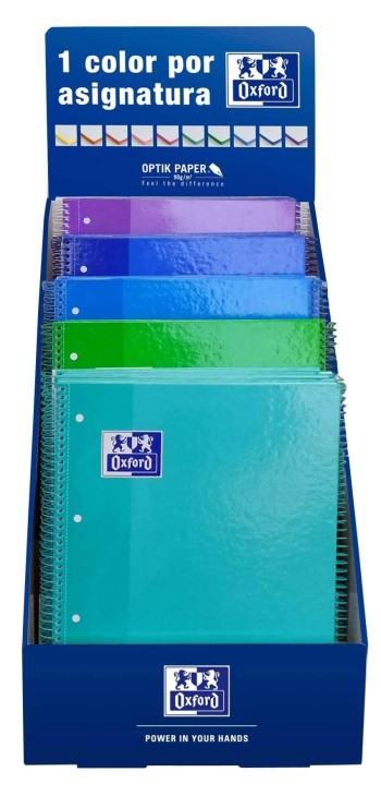 EXPOSITOR 25  BLOC Fº MICROPERFORADO TAPA EXTRADURA BRILLANTE CUADRO 5X5 80H CLASSIC COLORES FRÍOS OXFORD 400077054