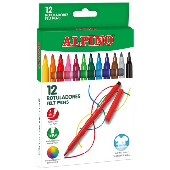 ROTULADORES 12 COLORES ALPINO