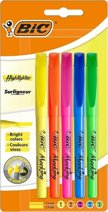MARCADORES FLUO 5 COLORES BIC