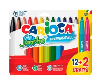 BLÍSTER CARTÓN ROTULADORES JUMBO 12+2 COLORES CARIOCA