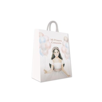 BOLSA MEDIANA  COMUNIÓN NIÑA GLOBOS 32X26X10 ARGUVAL 48794