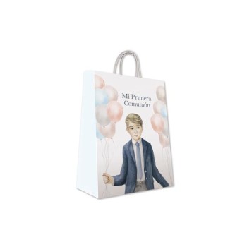 BOLSA MEDIANA  COMUNIÓN NIÑO GLOBOS 32X26X10 ARGUVAL 48795