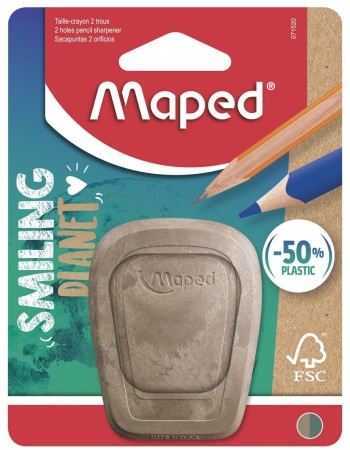 BLÍSTER SACAPUNTAS DOBLE SMILING PLANET MAPED