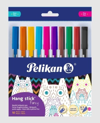 BLISTER 10 BOLIGRAFOS SURTIDOS TINTA  ACEITE TRIANGULAR Y GANCHO PARA COLGAR  PELIKAN 400208602