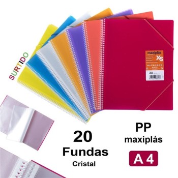 CARPETA CATÁLOGO A4 20FUNDAS ESPIRAL POLIPROPILENO GOMILLAS MAXIPLAS 2299