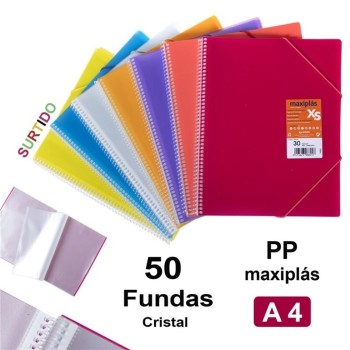 CARPETA CATÁLOGO A4 50FUNDAS ESPIRAL POLIPROPILENO GOMILLAS MAXIPLAS 5299