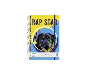 BLOC A5 TAPA PLÁSTICO ELÁSTICO RAP STAR COLECCIÓN ANIMUSIK TACMUN