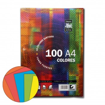 PAPEL A4 COLORES SURTIDOS 100H 80GR ZORRILLA